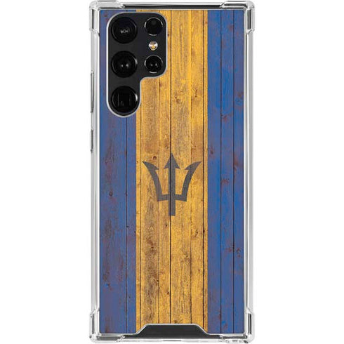 Barbados Flag Dark Wood Galaxy S23 Ultra Clear Case